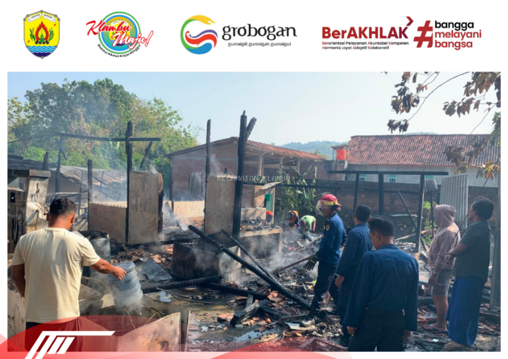 Kebakaran Rumah dan Warung Terjadi di Desa Taruman, Kecamatan Klambu